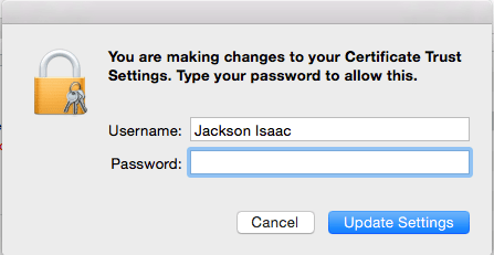 Update Settings Prompt